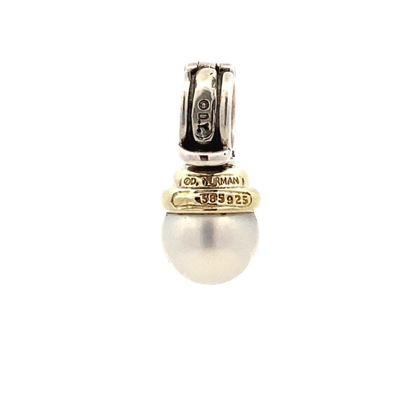 Sterling Silver & 14 Karat Yellow Gold David Yurman Cable Pearl Enhancer Pendant - Picture 4 of 4